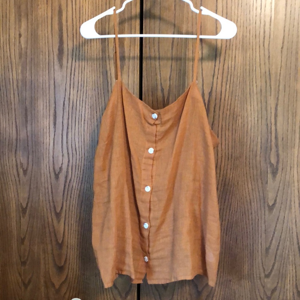 Deep mustard spaghetti strap top!